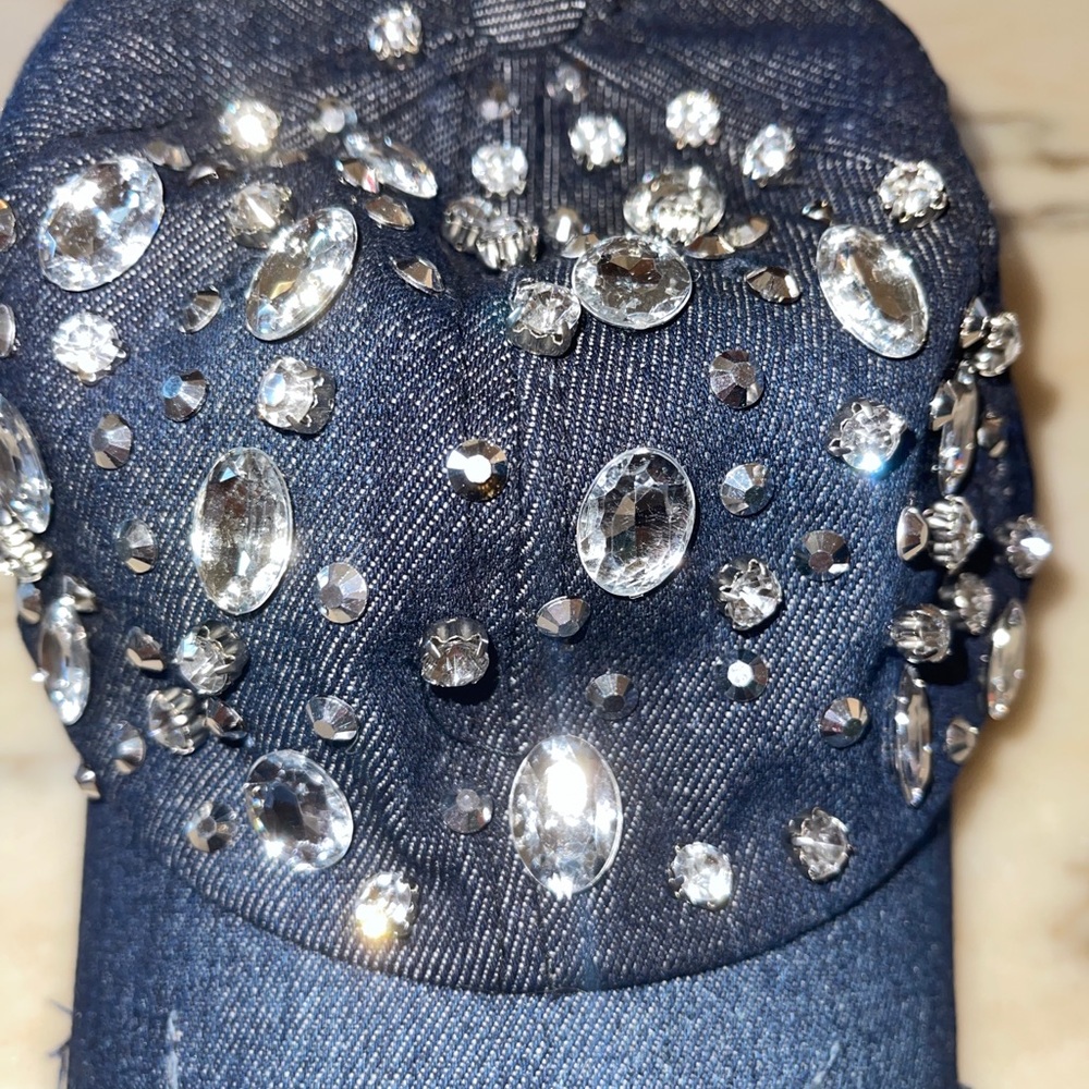 Womens Baseball Cap.denim with Rinestones